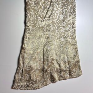 Ashley Stewart Shiny Gold Metallic and Cream Color Skirt Longer in the B…